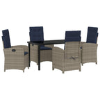 Garden Dining Set with Cushion 5 pcs Grey Poly Rattan