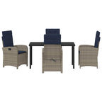 Garden Dining Set with Cushion 5 pcs Grey Poly Rattan