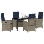 Garden Dining Set with Cushion 5 pcs Grey Poly Rattan