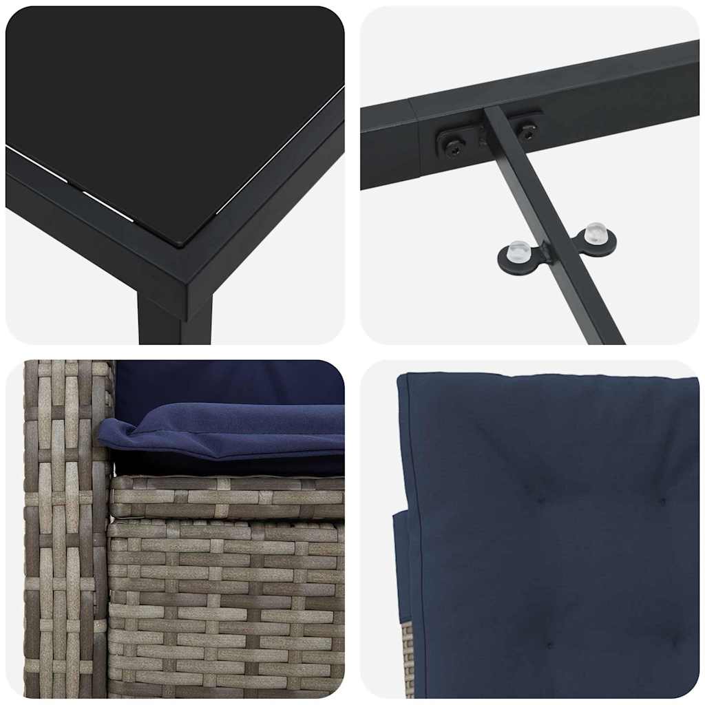 Garden Dining Set with Cushion 5 pcs Grey Poly Rattan