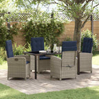 Garden Dining Set with Cushion 5 pcs Grey Poly Rattan