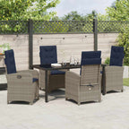 Garden Dining Set with Cushion 5 pcs Grey Poly Rattan