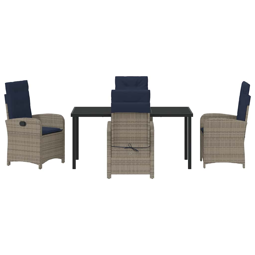 Garden Dining Set with Cushion 5 pcs Grey Poly Rattan