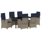 Garden Dining Set with Cushion 7 pcs Grey Poly Rattan