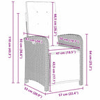 Garden Dining Set with Cushion 3 pcs Grey Poly Rattan