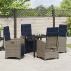 Garden Dining Set with Cushion 5 pcs Grey Poly Rattan