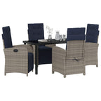 Garden Dining Set with Cushion 5 pcs Grey Poly Rattan
