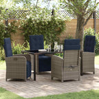 Garden Dining Set with Cushion 5 pcs Grey Poly Rattan