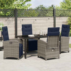 Garden Dining Set with Cushion 5 pcs Grey Poly Rattan