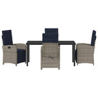 Garden Dining Set with Cushion 5 pcs Grey Poly Rattan