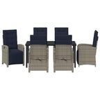 Garden Dining Set with Cushion 7 pcs Grey Poly Rattan