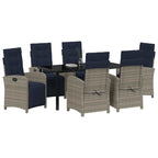 Garden Dining Set with Cushion 7 pcs Grey Poly Rattan