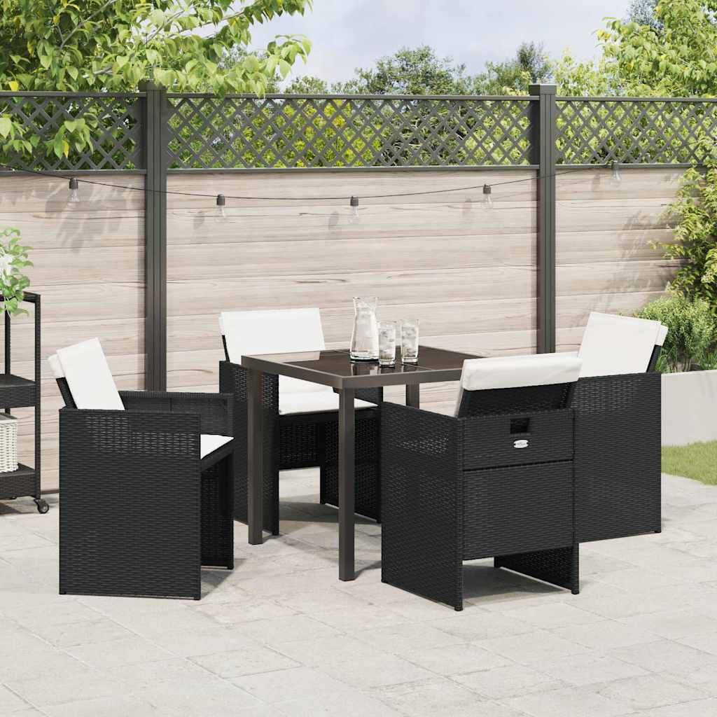 Garden Dining Set 5 pcs Black Poly Rattan