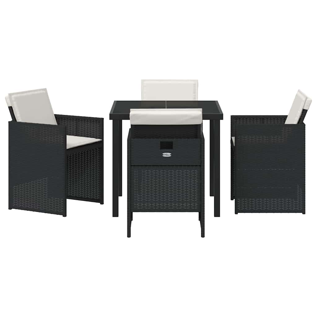 Garden Dining Set 5 pcs Black Poly Rattan