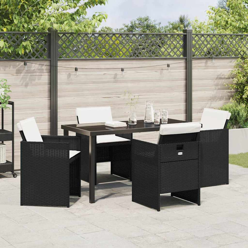 Garden Dining Set 5 pcs Black Poly Rattan