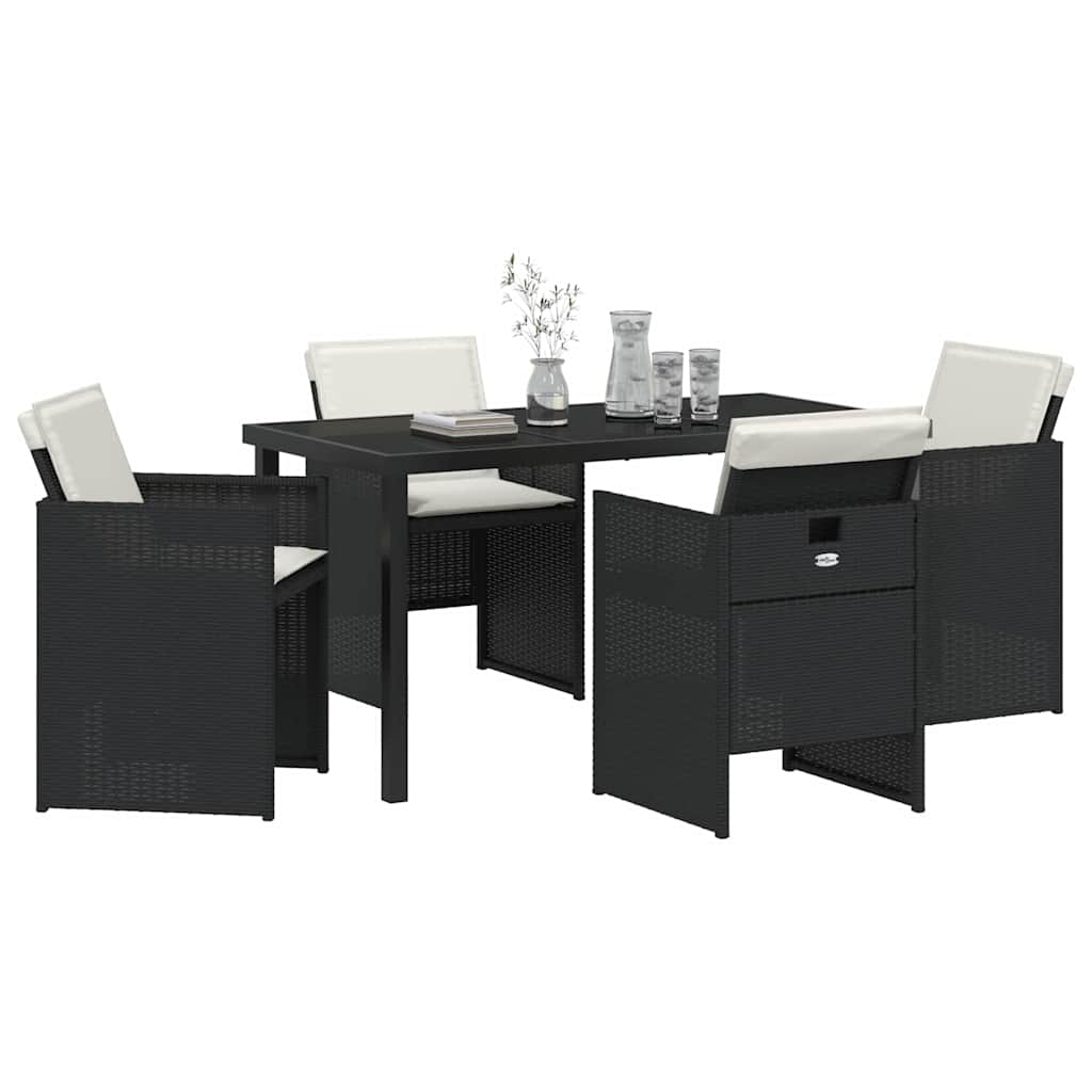 Garden Dining Set 5 pcs Black Poly Rattan