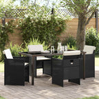 Garden Dining Set 5 pcs Black Poly Rattan