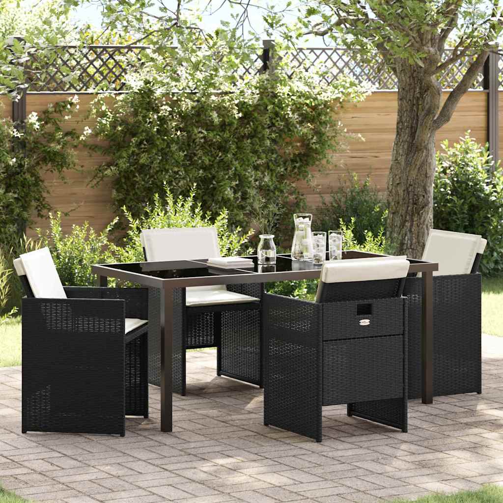 Garden Dining Set 5 pcs Black Poly Rattan