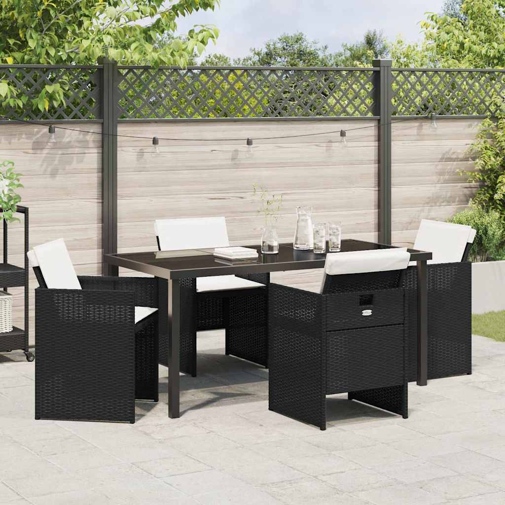 Garden Dining Set 5 pcs Black Poly Rattan