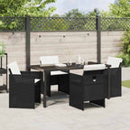 Garden Dining Set 5 pcs Black Poly Rattan