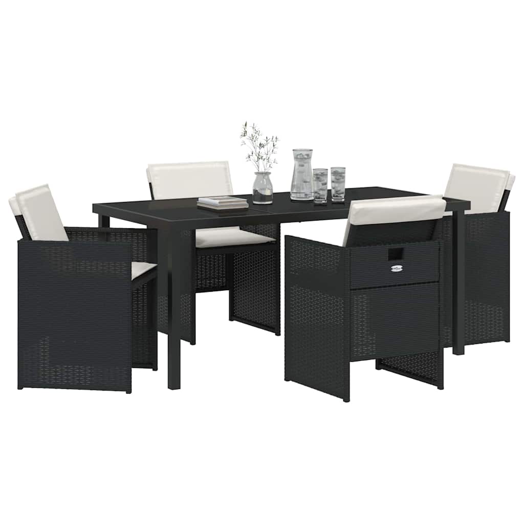 Garden Dining Set 5 pcs Black Poly Rattan