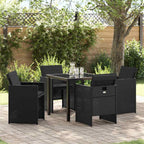 Garden Dining Set 5 pcs Black Poly Rattan