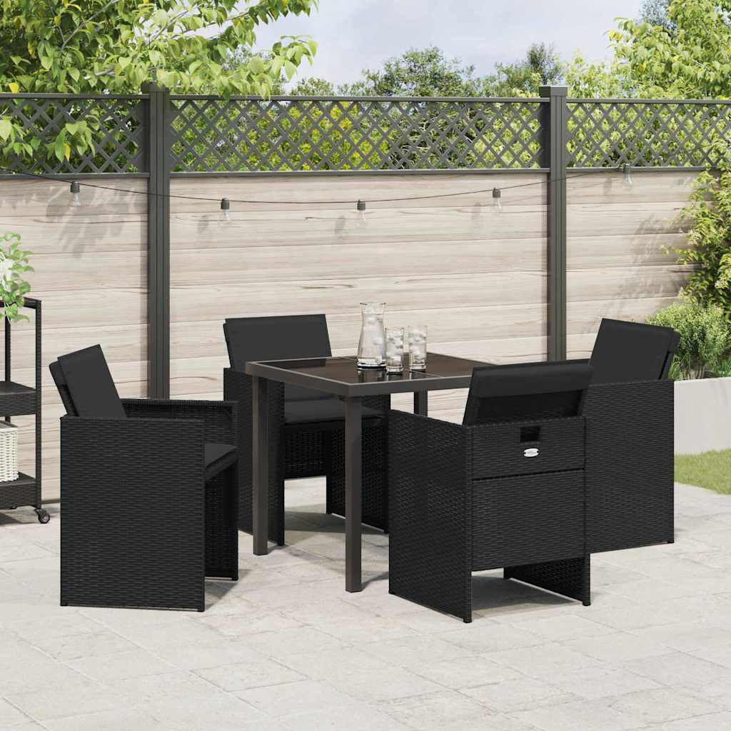 Garden Dining Set 5 pcs Black Poly Rattan