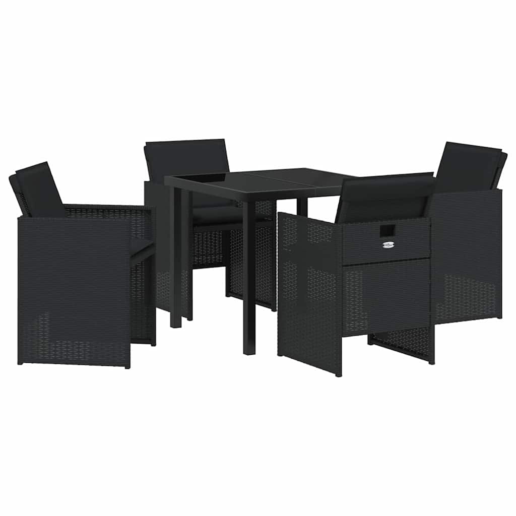 Garden Dining Set 5 pcs Black Poly Rattan