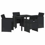Garden Dining Set 5 pcs Black Poly Rattan