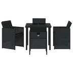 Garden Dining Set 5 pcs Black Poly Rattan