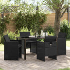 Garden Dining Set 5 pcs Black Poly Rattan
