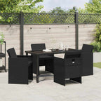 Garden Dining Set 5 pcs Black Poly Rattan
