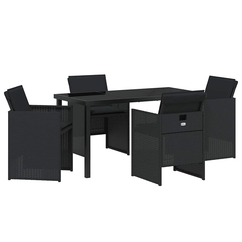 Garden Dining Set 5 pcs Black Poly Rattan