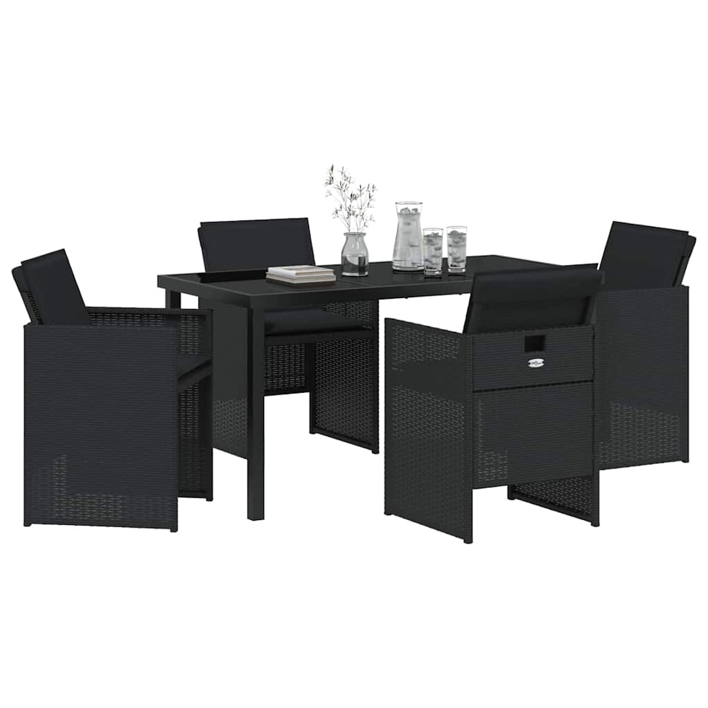 Garden Dining Set 5 pcs Black Poly Rattan