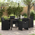 Garden Dining Set 5 pcs Black Poly Rattan