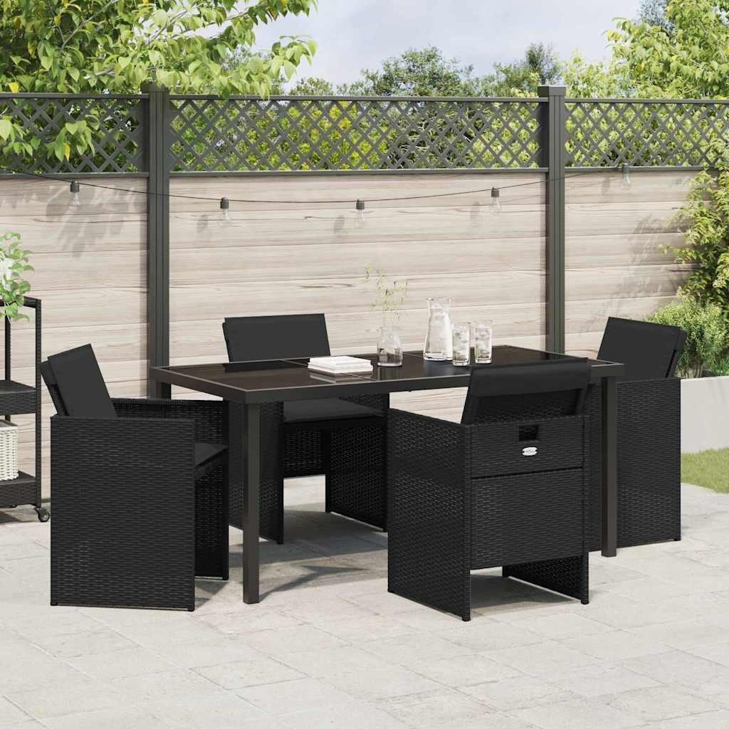Garden Dining Set 5 pcs Black Poly Rattan