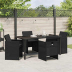 Garden Dining Set 5 pcs Black Poly Rattan
