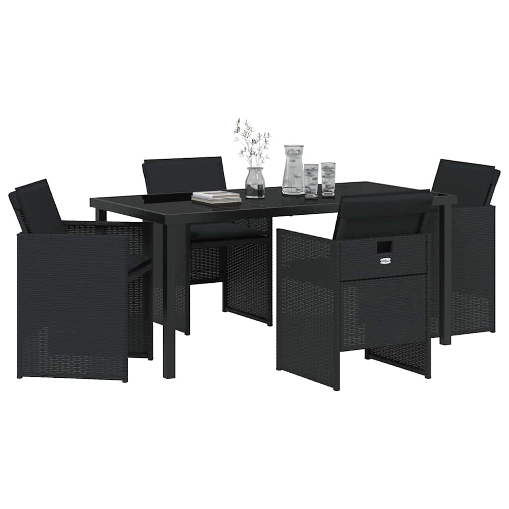 Garden Dining Set 5 pcs Black Poly Rattan