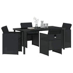 Garden Dining Set 5 pcs Black Poly Rattan