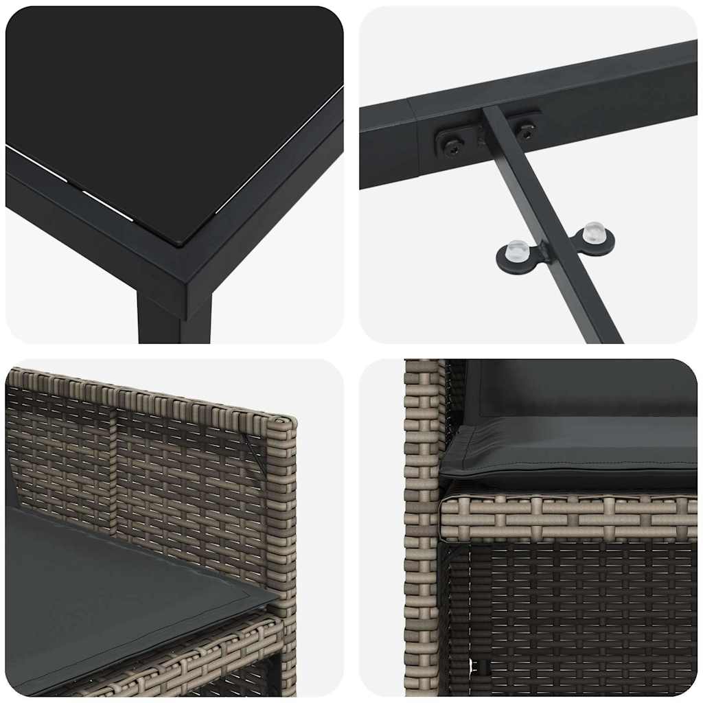 Garden Dining Set 5 pcs Grey Poly Rattan