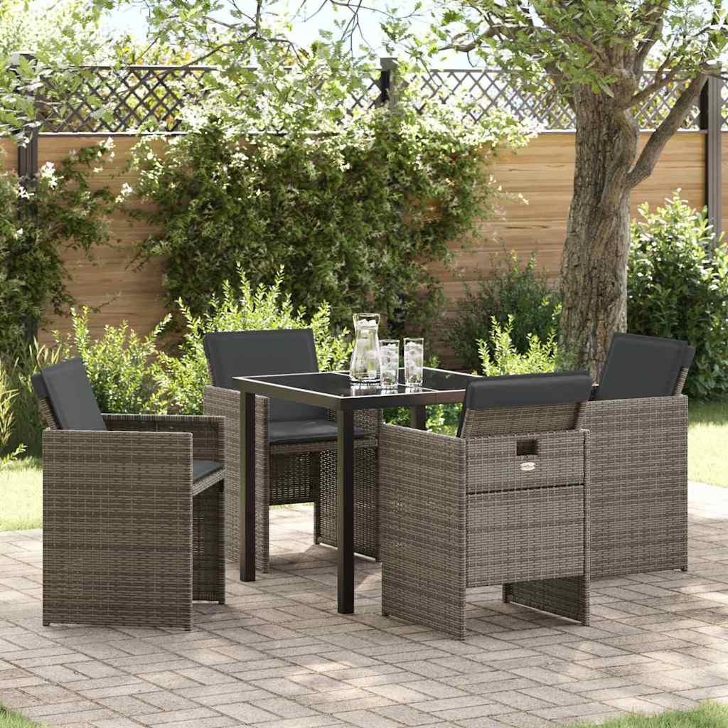 Garden Dining Set 5 pcs Grey Poly Rattan