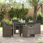 Garden Dining Set 5 pcs Grey Poly Rattan