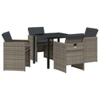 Garden Dining Set 5 pcs Grey Poly Rattan