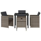 Garden Dining Set 5 pcs Grey Poly Rattan