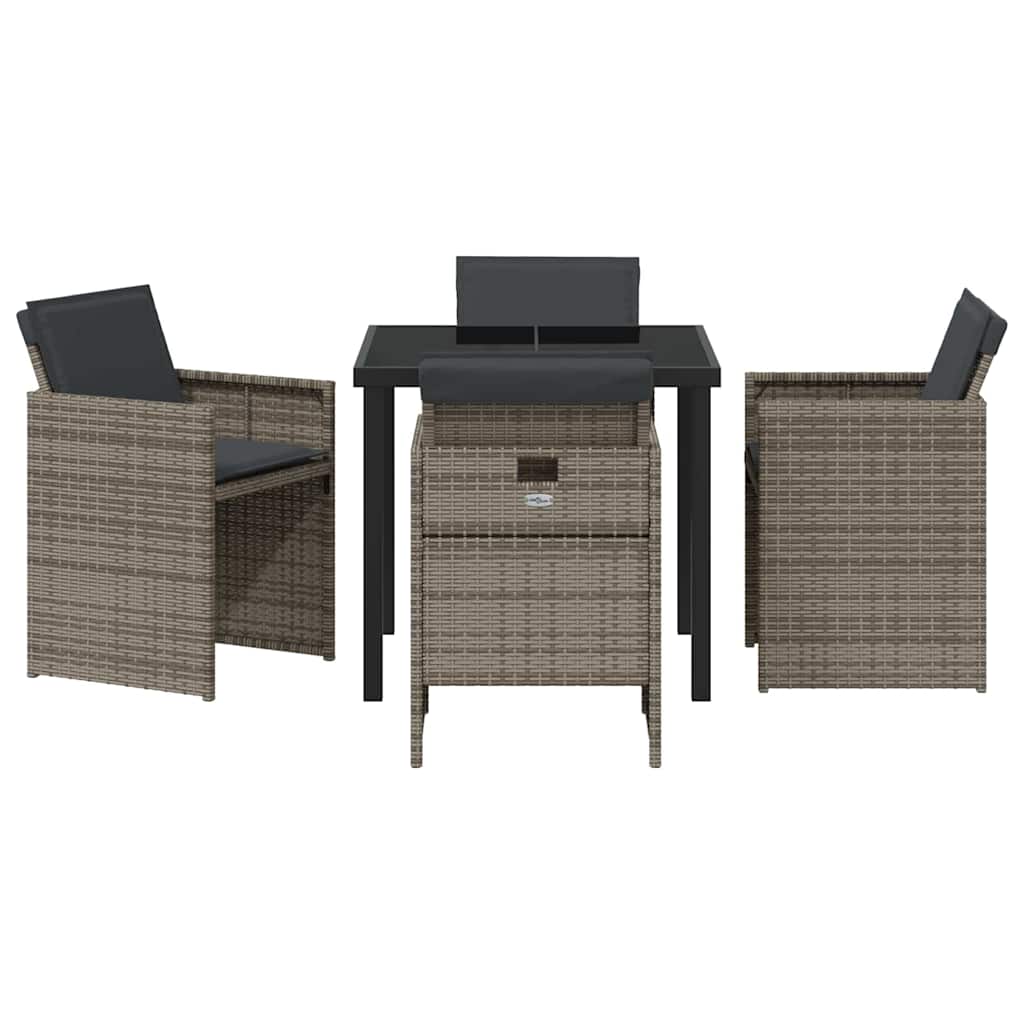 Garden Dining Set 5 pcs Grey Poly Rattan