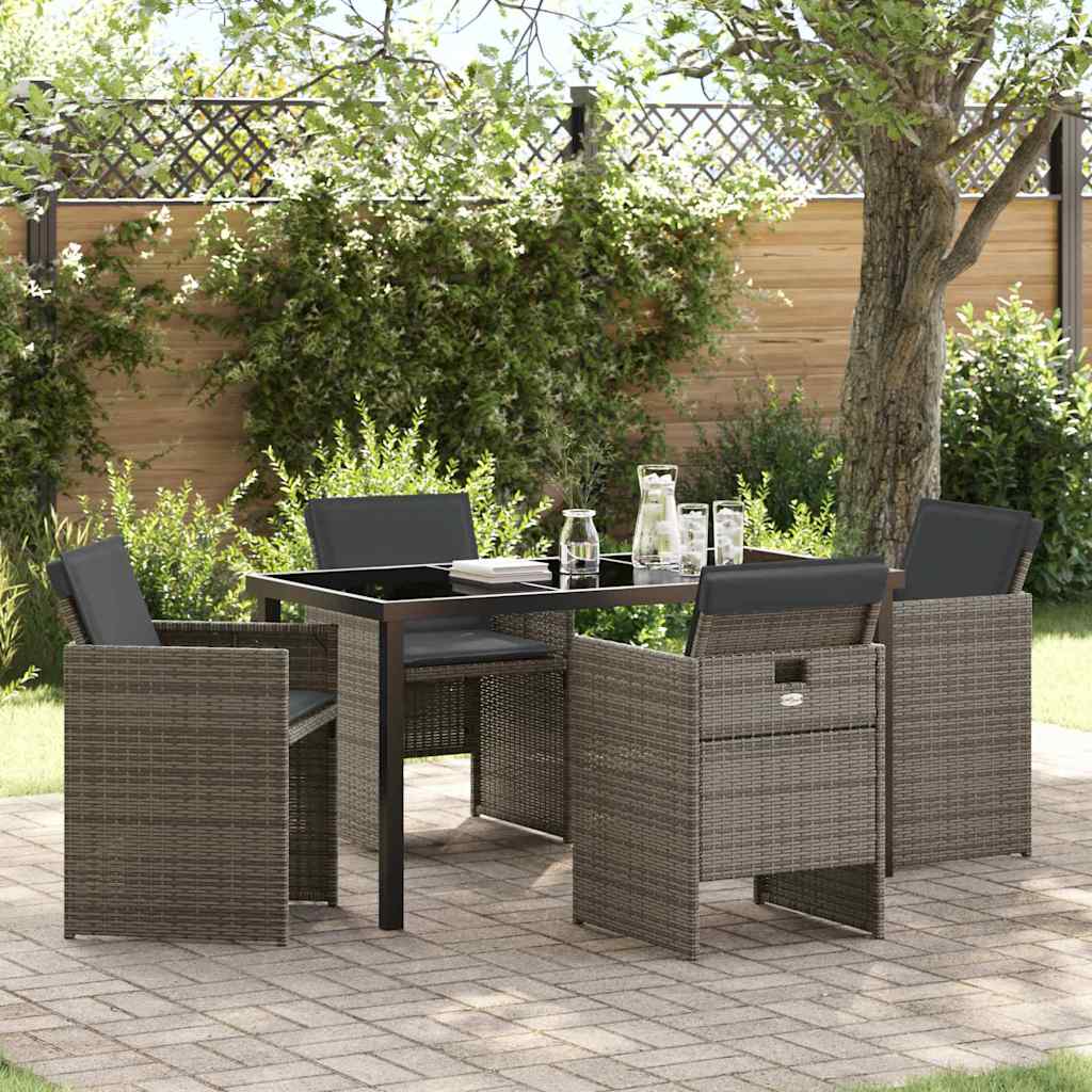 Garden Dining Set 5 pcs Grey Poly Rattan