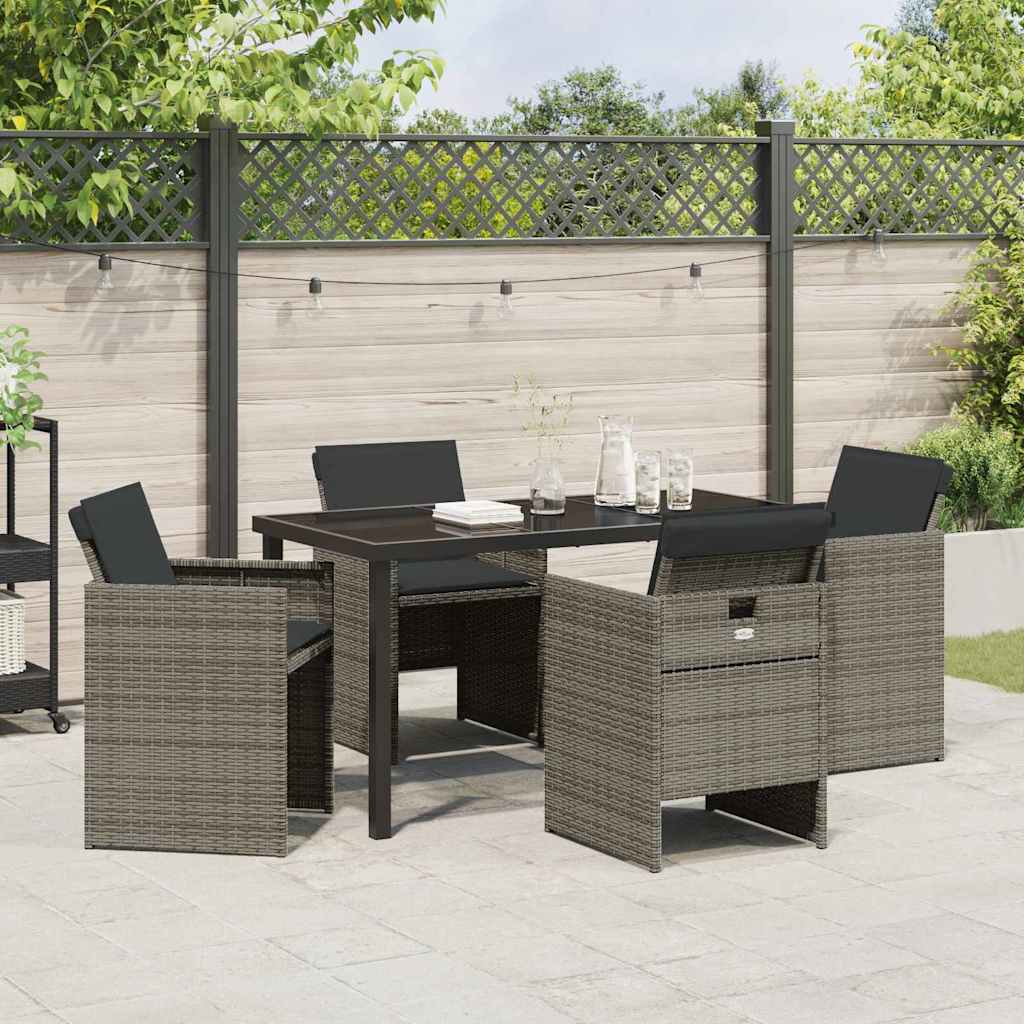 Garden Dining Set 5 pcs Grey Poly Rattan