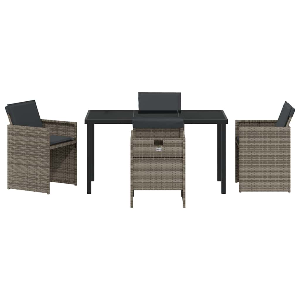 Garden Dining Set 5 pcs Grey Poly Rattan