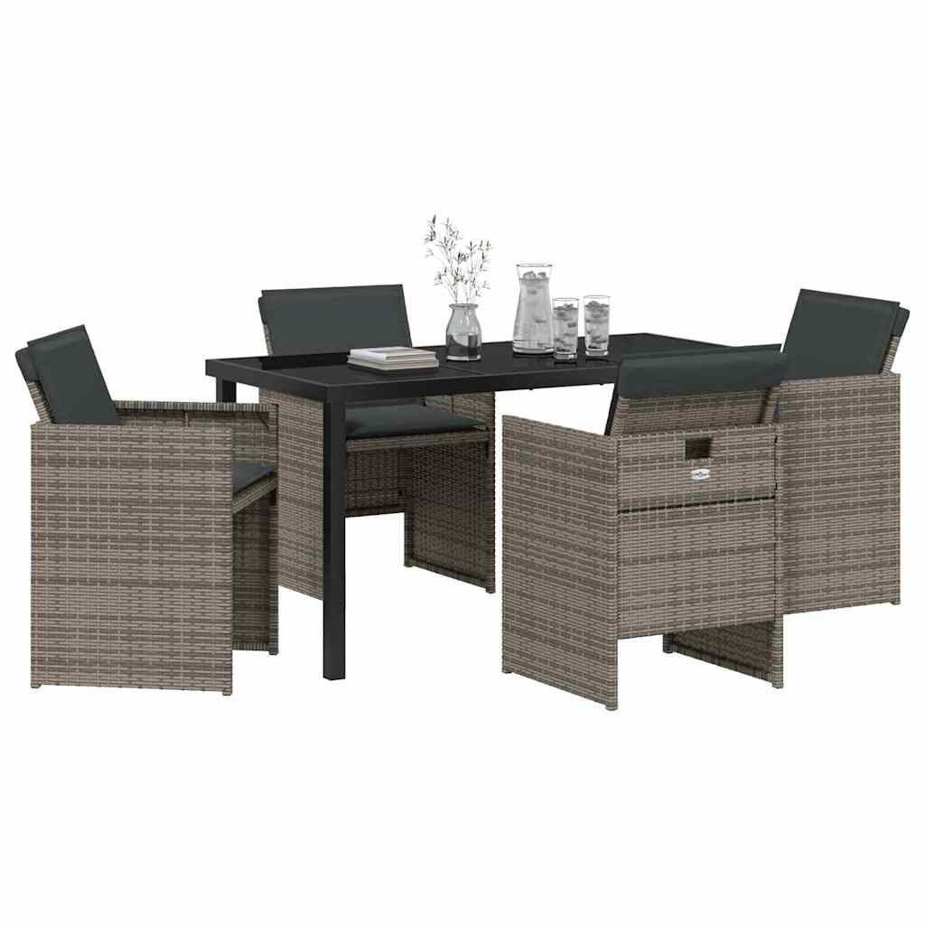 Garden Dining Set 5 pcs Grey Poly Rattan