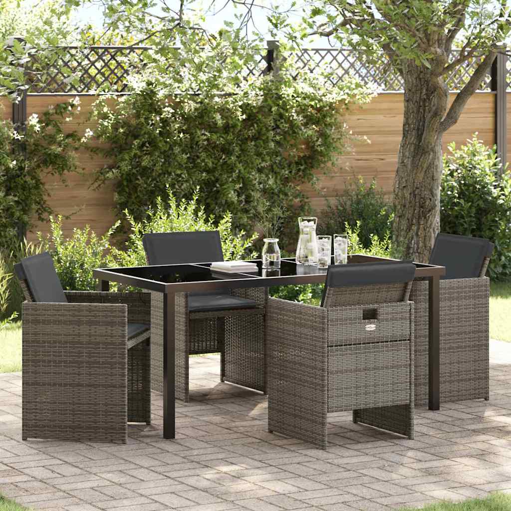 Garden Dining Set 5 pcs Grey Poly Rattan